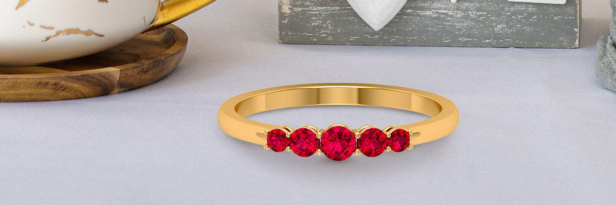 Ruby Five Stone Promise Ring