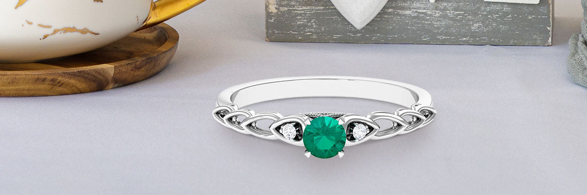 Emerald Solitaire Promise Ring