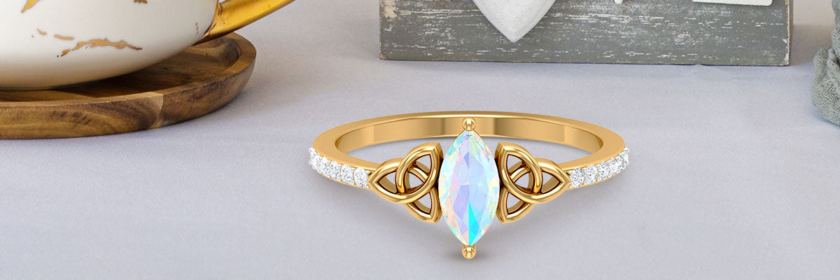 Ethiopian Opal Celtic Promise Ring