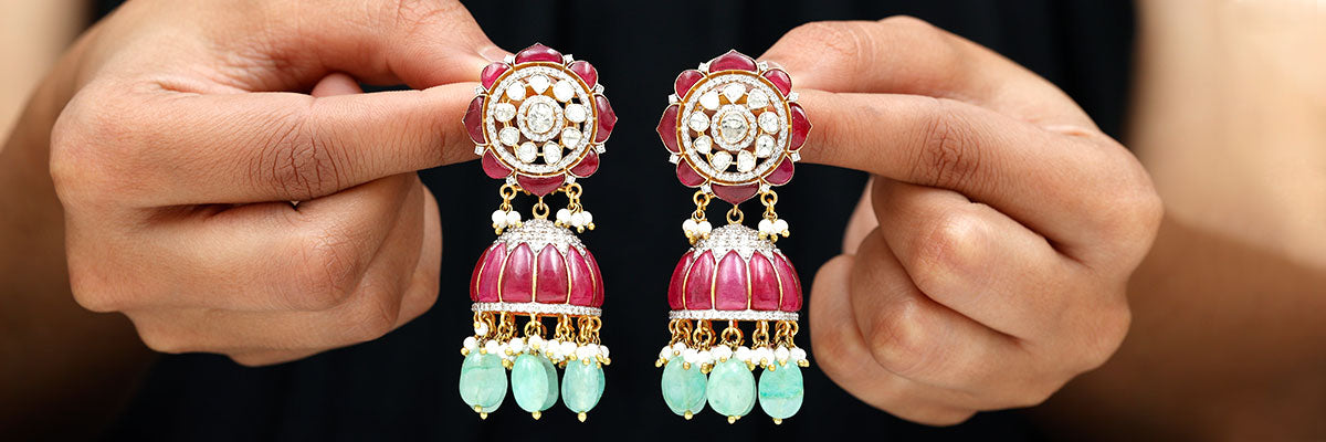 Polki Jhumka Earrings: