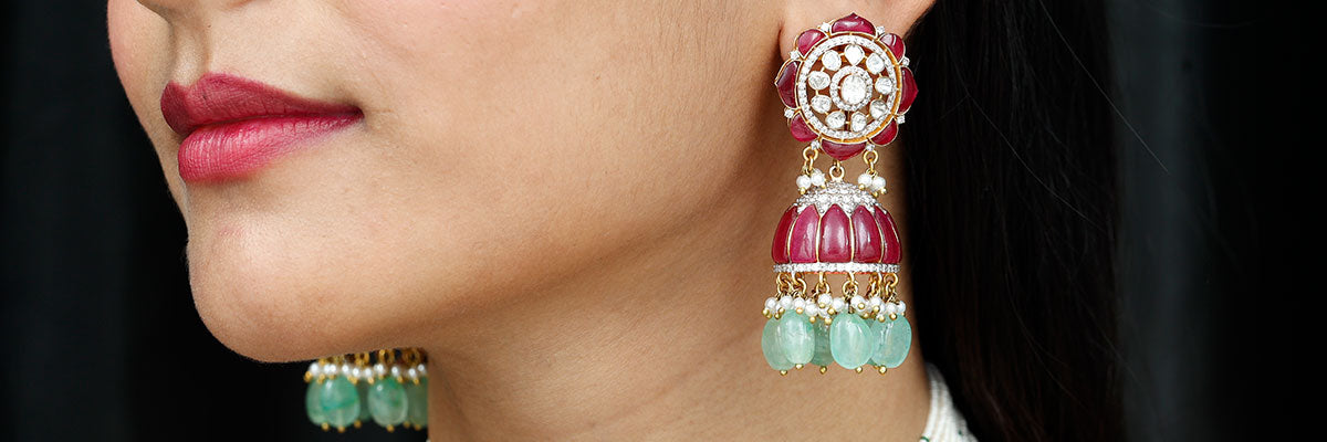 Polki Jhumka Earrings: