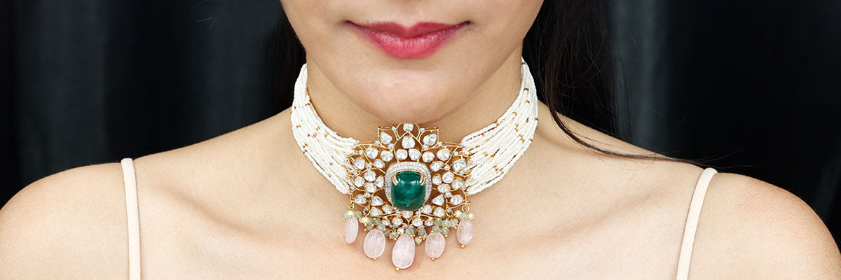 Polki Diamond Choker Necklace: