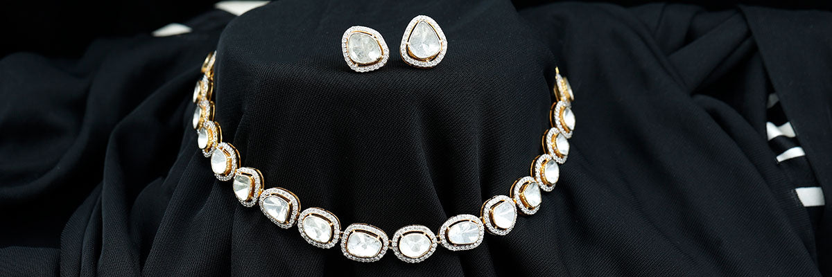 Uncut Polki Diamond Necklace Set: