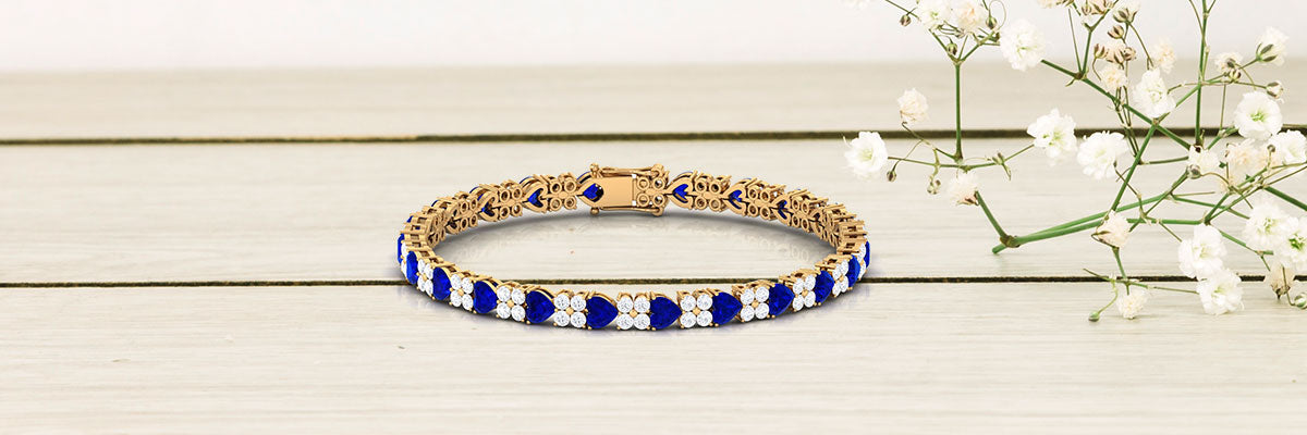 Created Blue Sapphire Tennis Bracelet for Brides