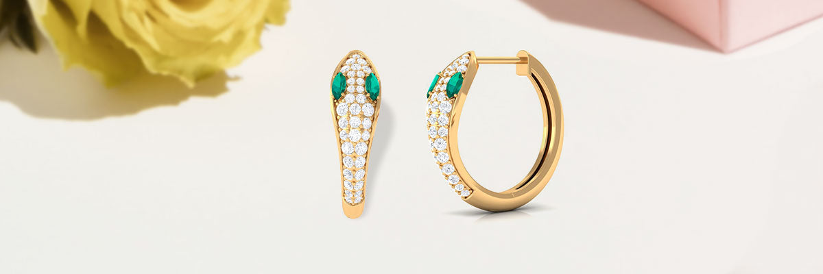 Flashy Emerald Hinged Hoop Earrings with Moissanite