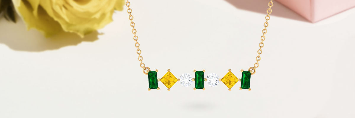 Enthralling Multi Stone Bar Necklace