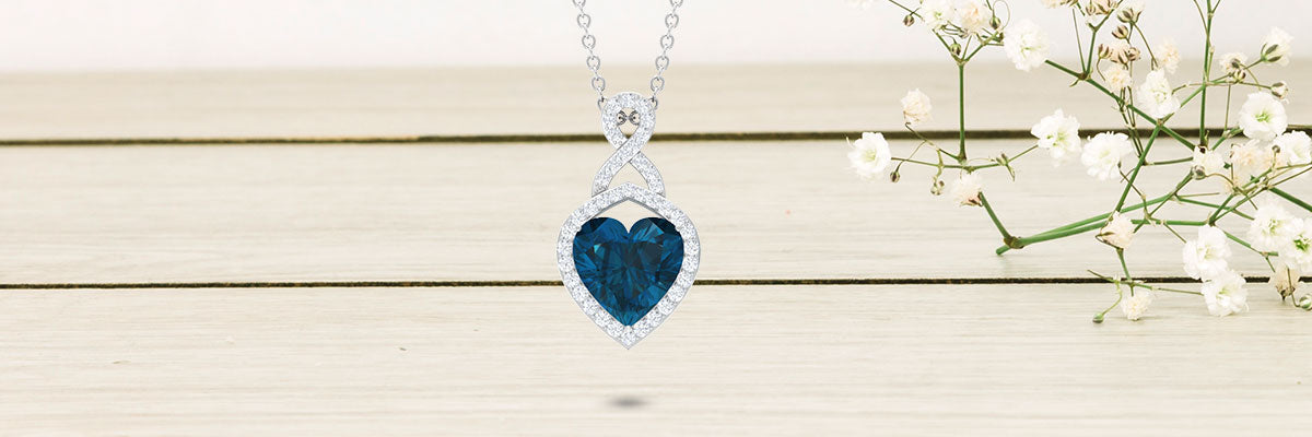 London Blue Topaz Infinity Heart Bridal Pendant
