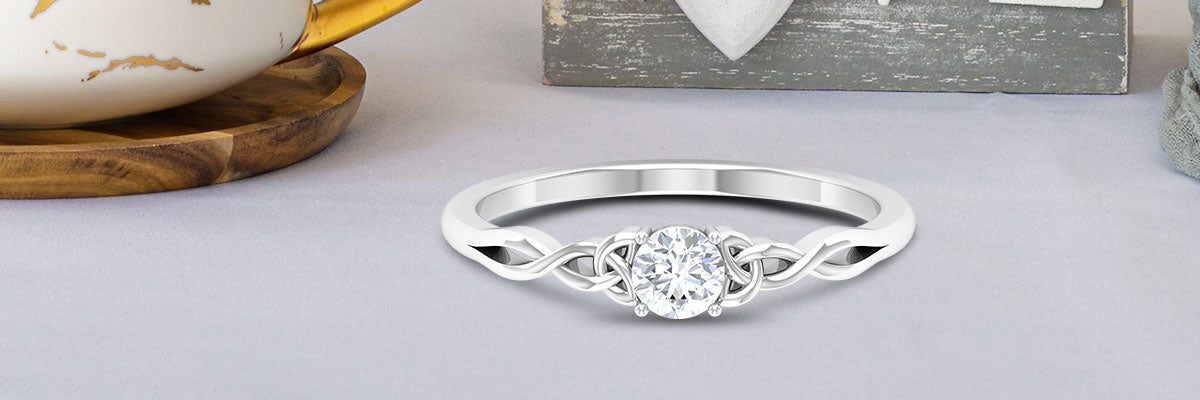 Round Cut Diamond Celtic Promise Ring