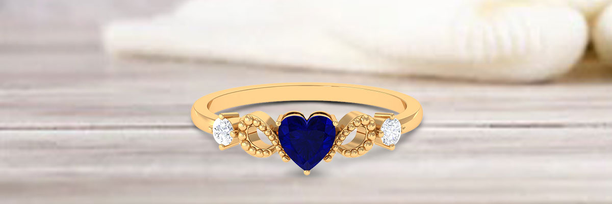 Blue Sapphire Minimal Heart Engagement Ring