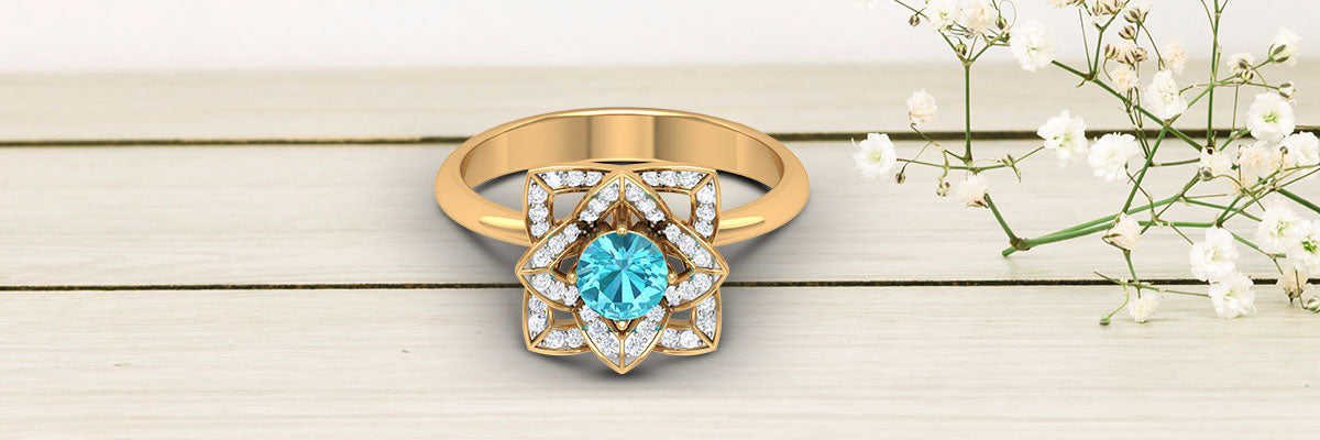 Swiss Blue Topaz Vintage Wedding Ring