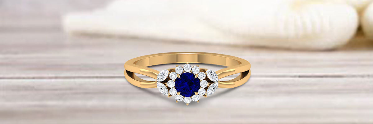 Exquisite Blue Sapphire Flower Engagement Ring