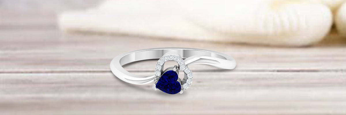 Blue Sapphire Heart Engagement Ring
