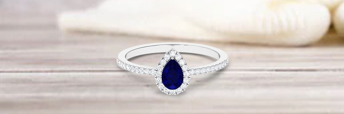 Blue Sapphire Teardrop Engagement Ring