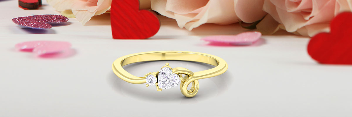 Moissanite Heart Twisted Gold Promise Ring