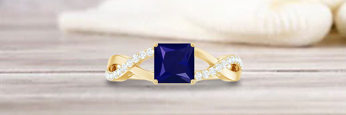 Blue Sapphire Bypass Floral Engagement Ring