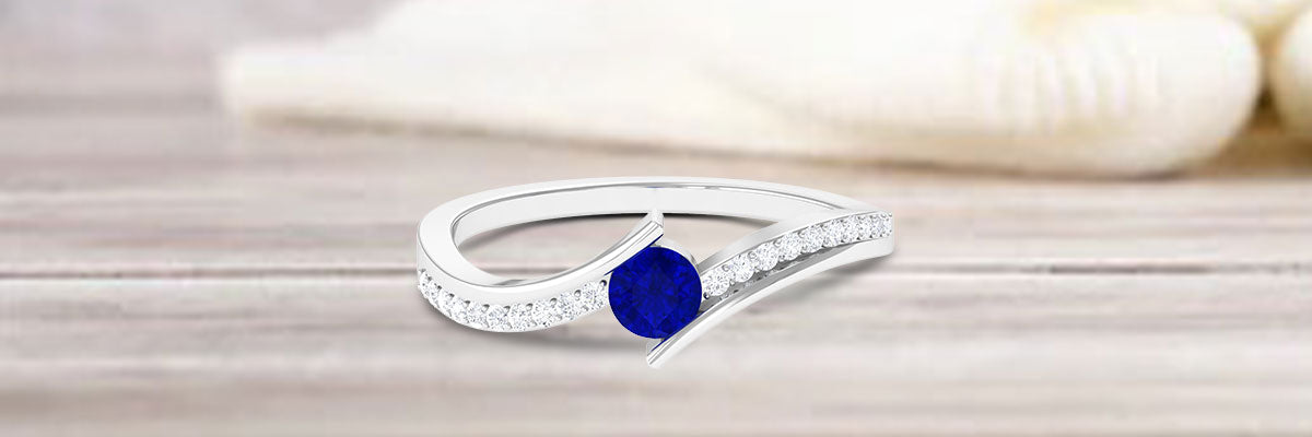 Blue Sapphire Bypass Engagement Ring