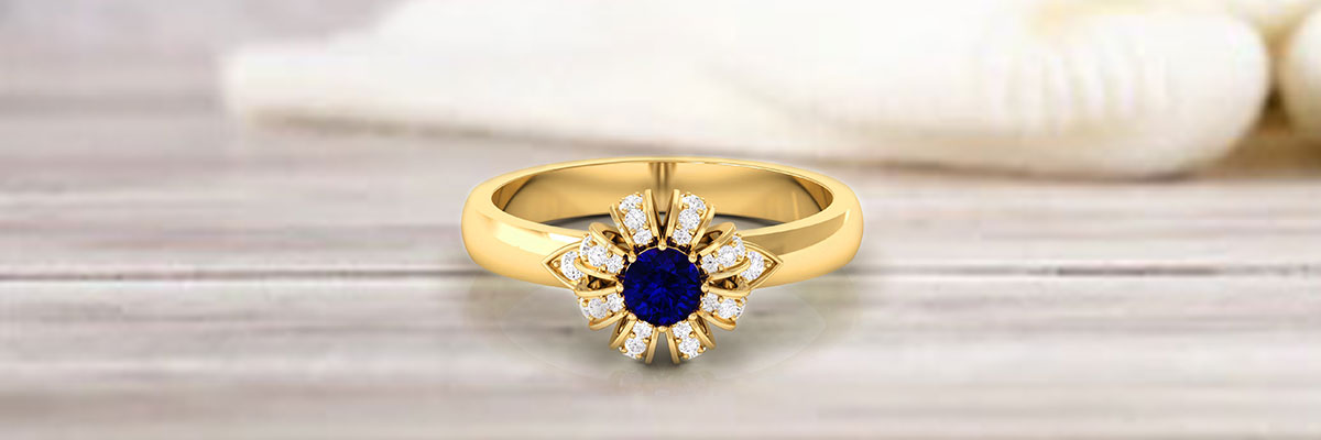 Blue Sapphire Floral Engagement Ring