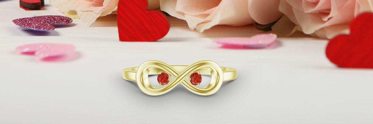 Lab Created Ruby Infinity Gold Promise Ring