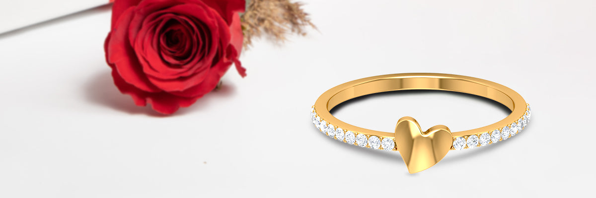 Adorable Gold Heart and Diamond Ring