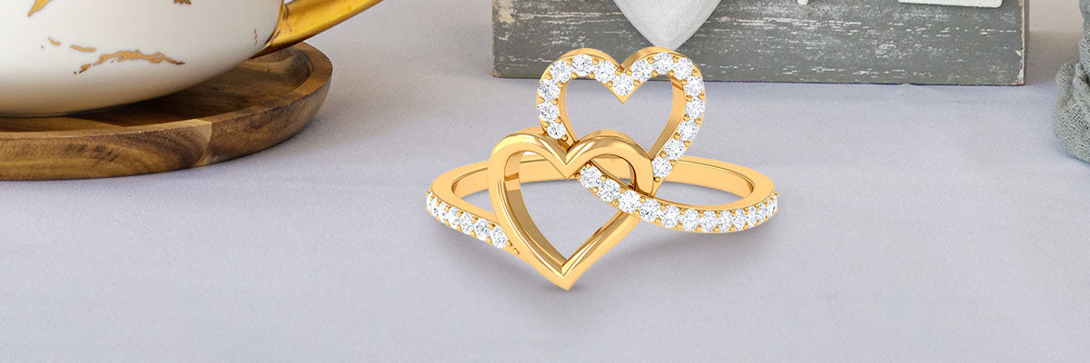 Moissanite Interlock Heart Ring