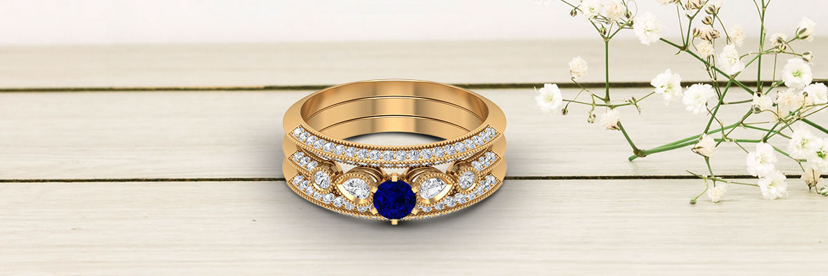 Big & Bold Something Blue Bridal Ring set