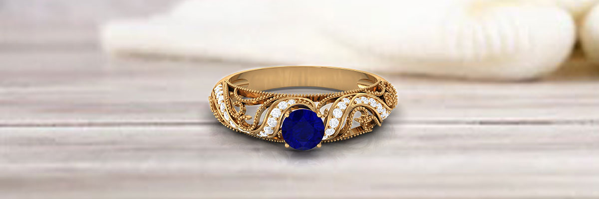 Blue Sapphire Vintage Engagement Ring