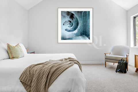 Sleep, coco mat, art, blue spiral