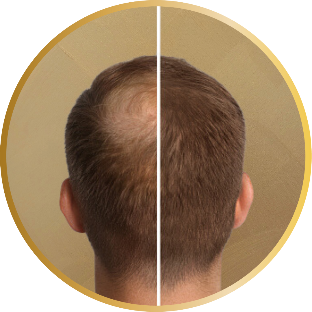 Before and after of hair regrowth after laser hair regrowth therapy