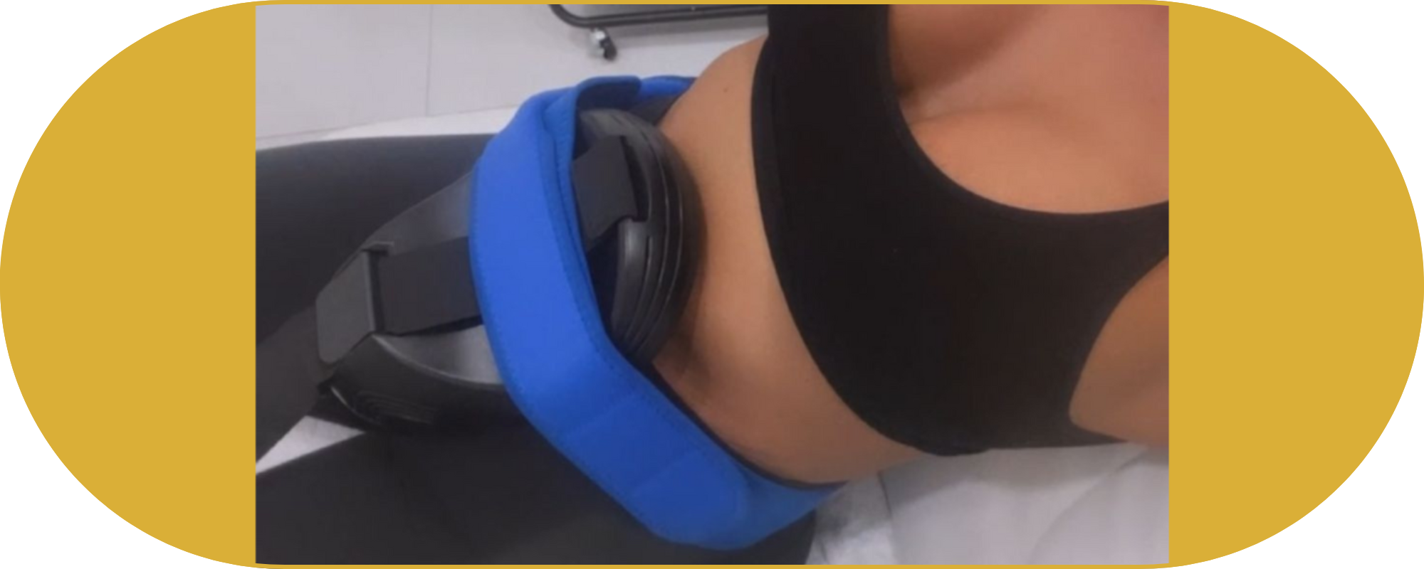 Electro Muscle stimulation used on female stomach area for toning and weightloss