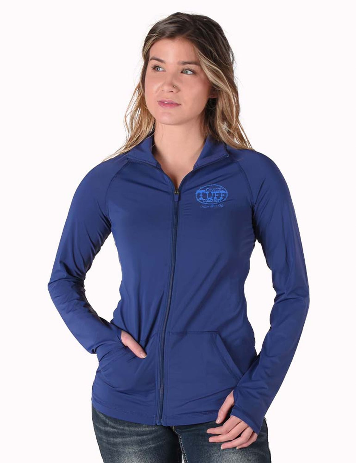 Cowgirl Tuff Womens Full Zip Cadet UPF Indigo Nylon Softshell Jacket ...