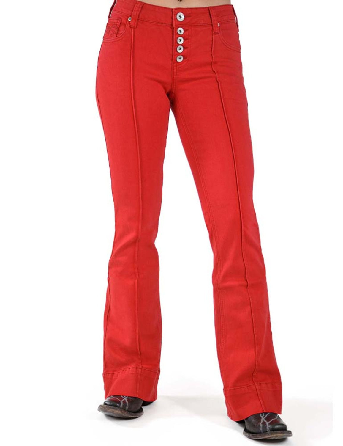Cowgirl Tuff Womens Hot Trouser Red Cotton Blend Jeans The Western Company