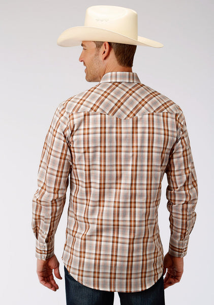 Roper Mens Brown/Rust Cotton Blend Plaid L/S Shirt – The Western Company