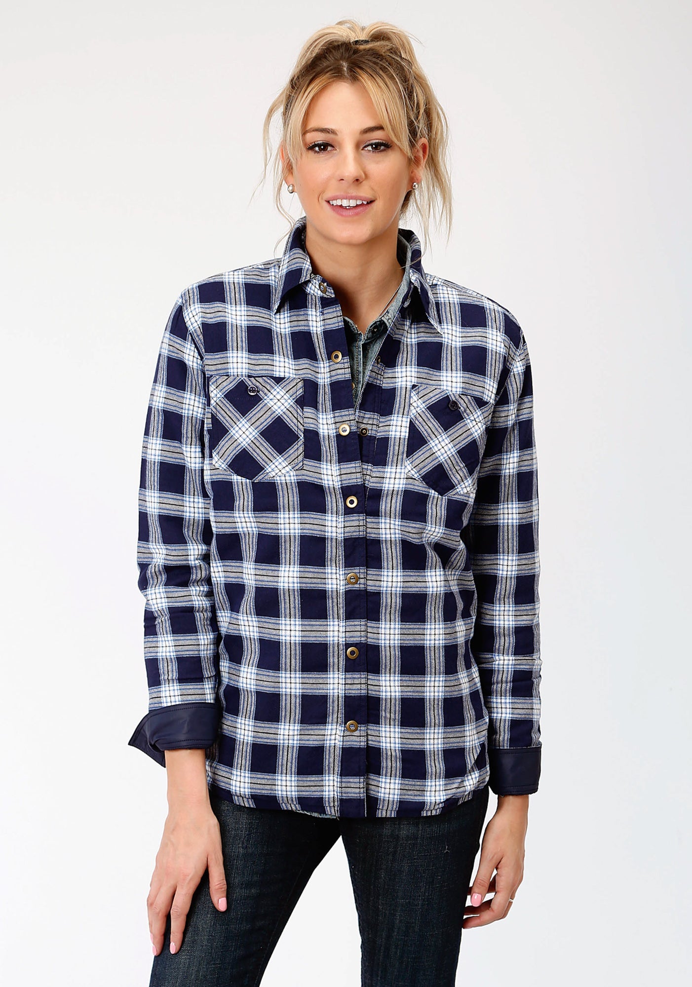 Roper Womens Navy/White Polyester Reversible Jacket – The Western Company