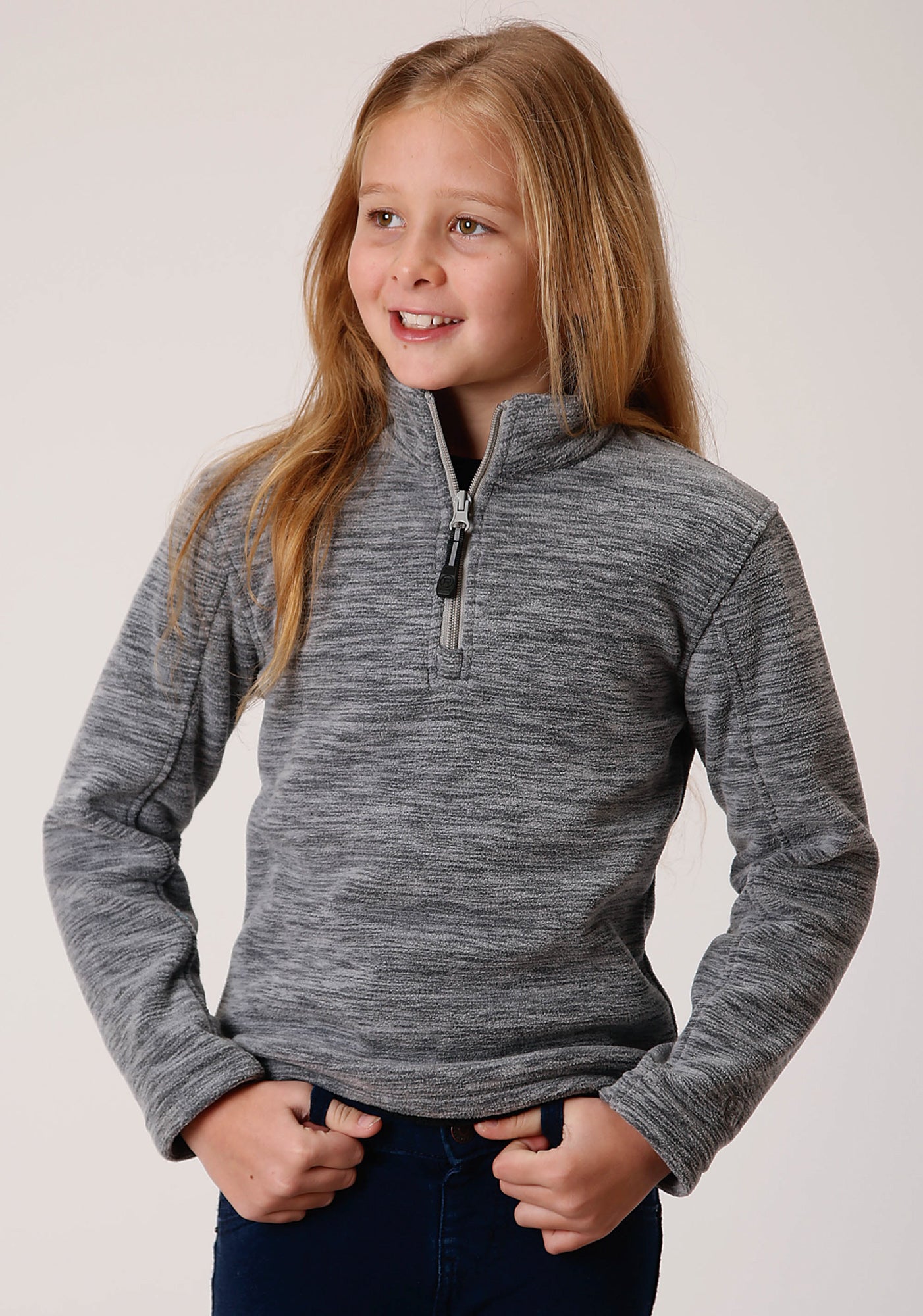 Roper Girls Grey Polyester Western Fleece Jacket – The Western Company
