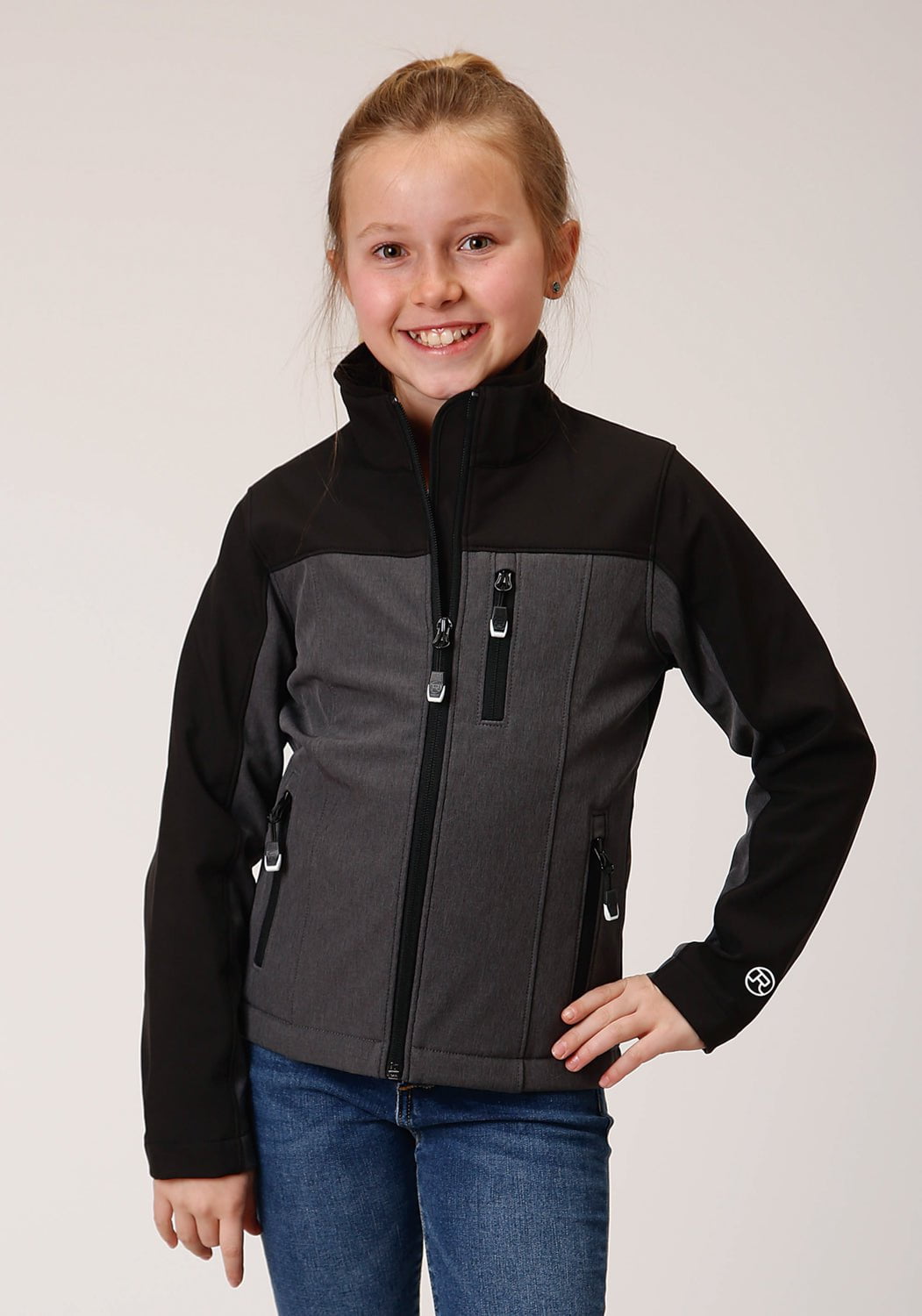 Roper Girls Kids Grey/Black Polyester PCD Softshell Jacket – The ...