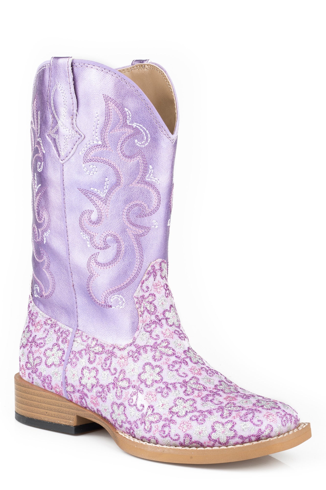 purple glitter boots