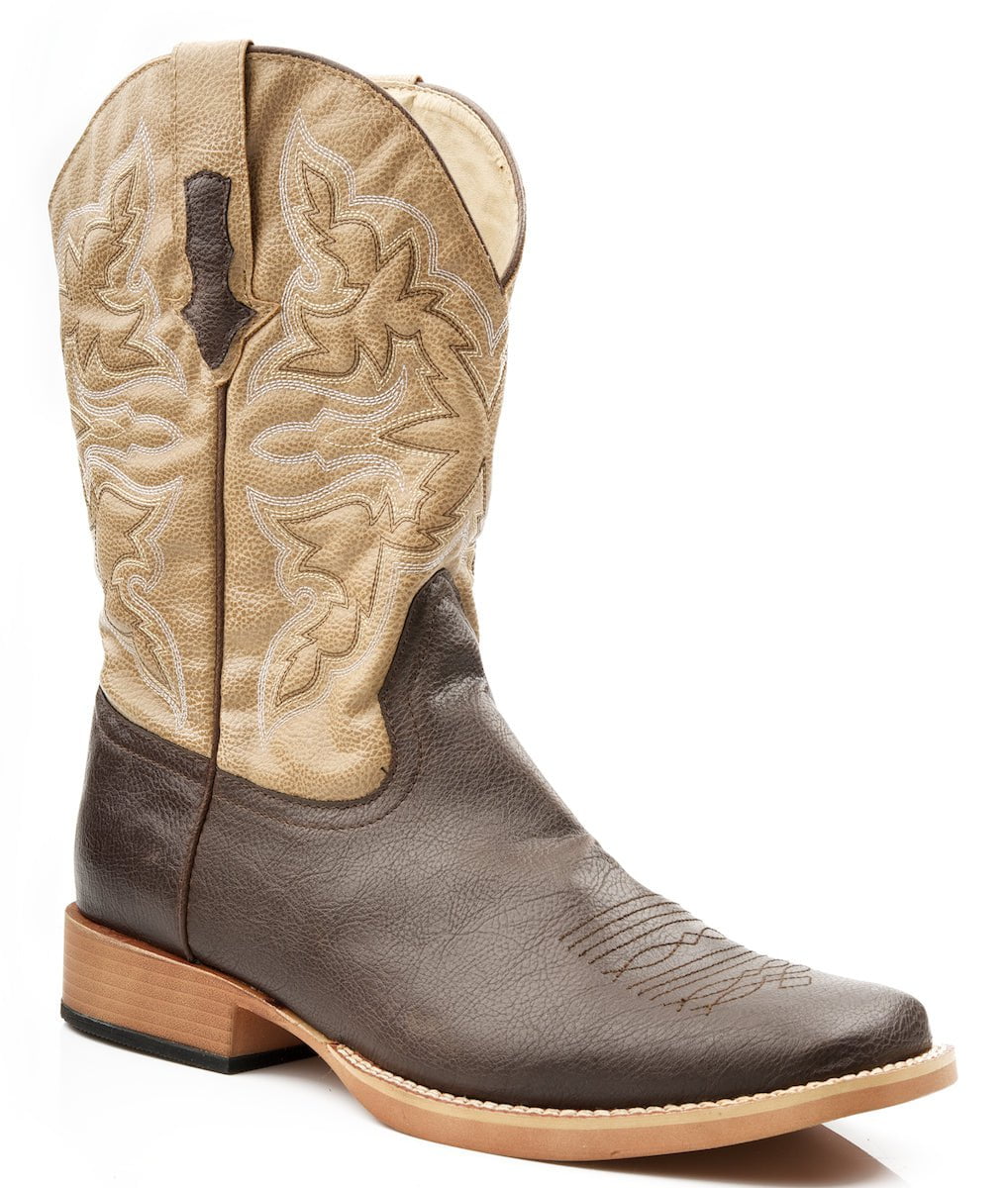 square toe leather cowboy boots