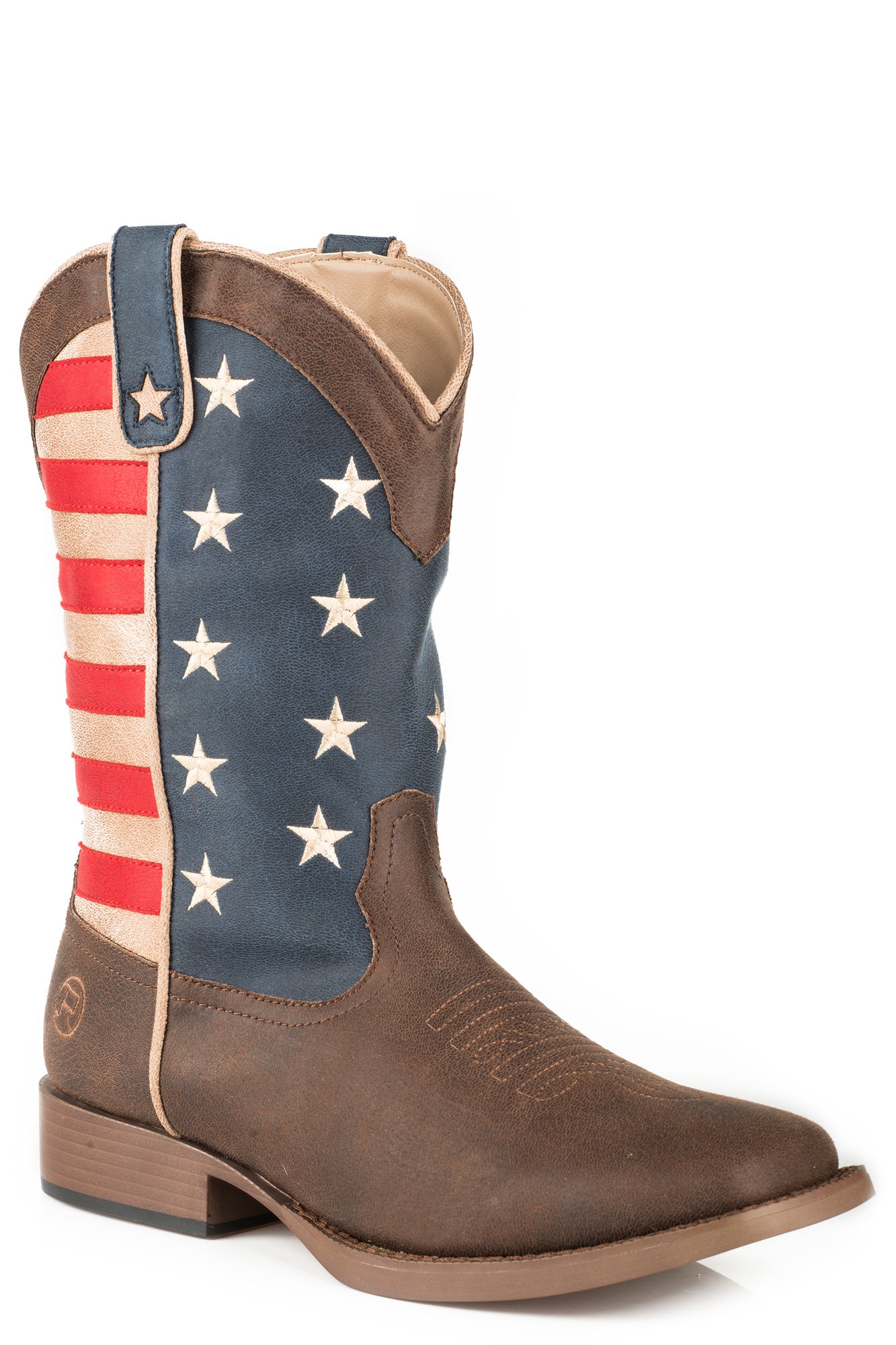 Roper Flag Mens Brown Faux Leather 