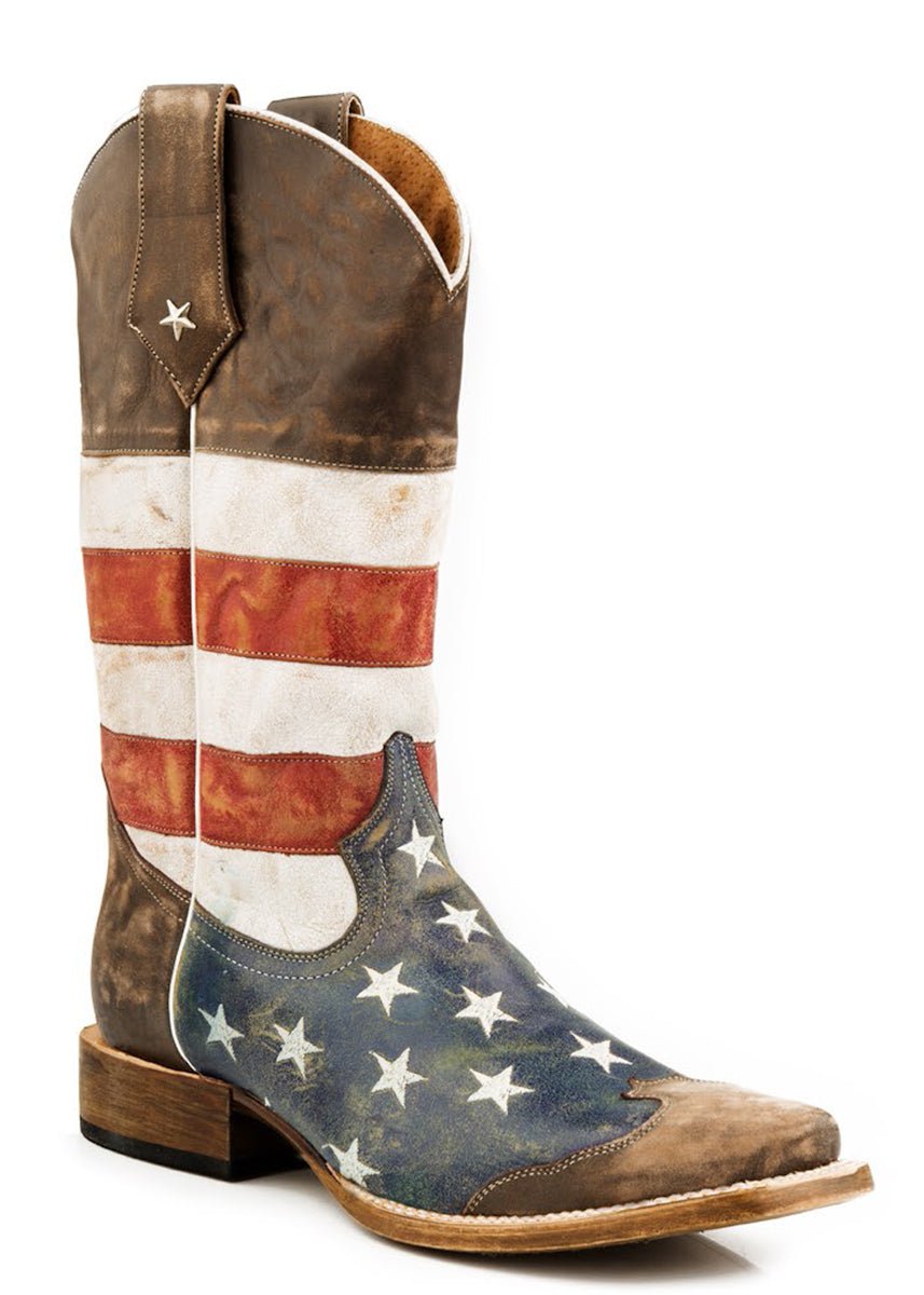 square toe leather cowboy boots