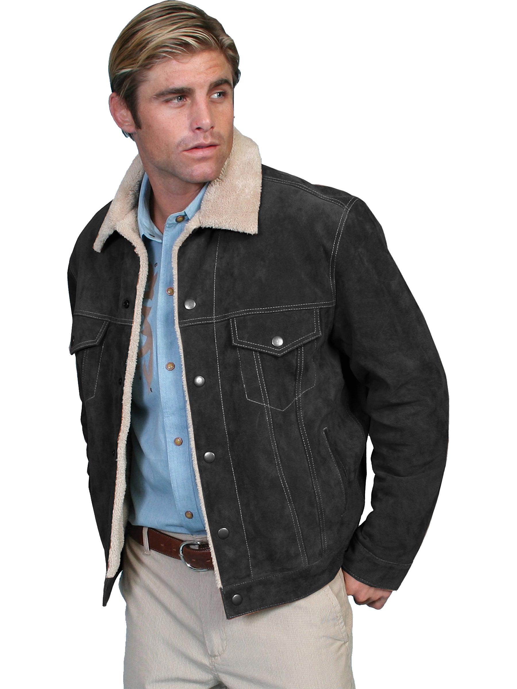 Scully Leather Mens Boar Suede Sherpa 