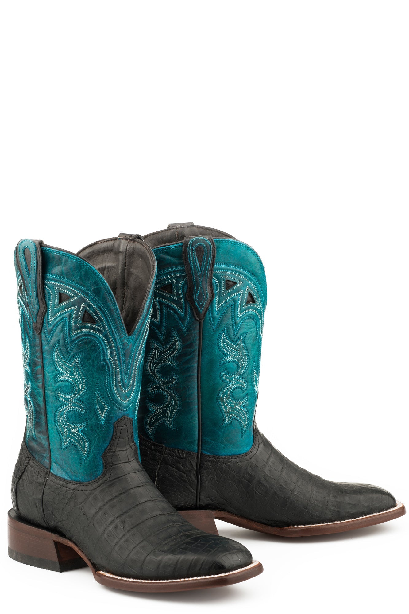 black and turquoise boots