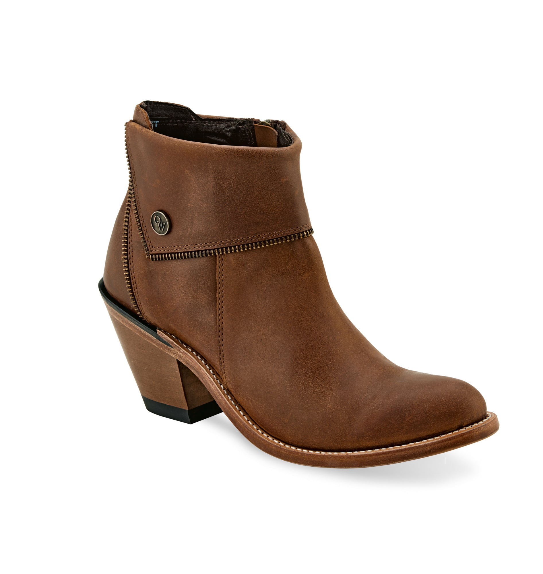Old Tan Womens Leather Zipper Ankle – Western Company
