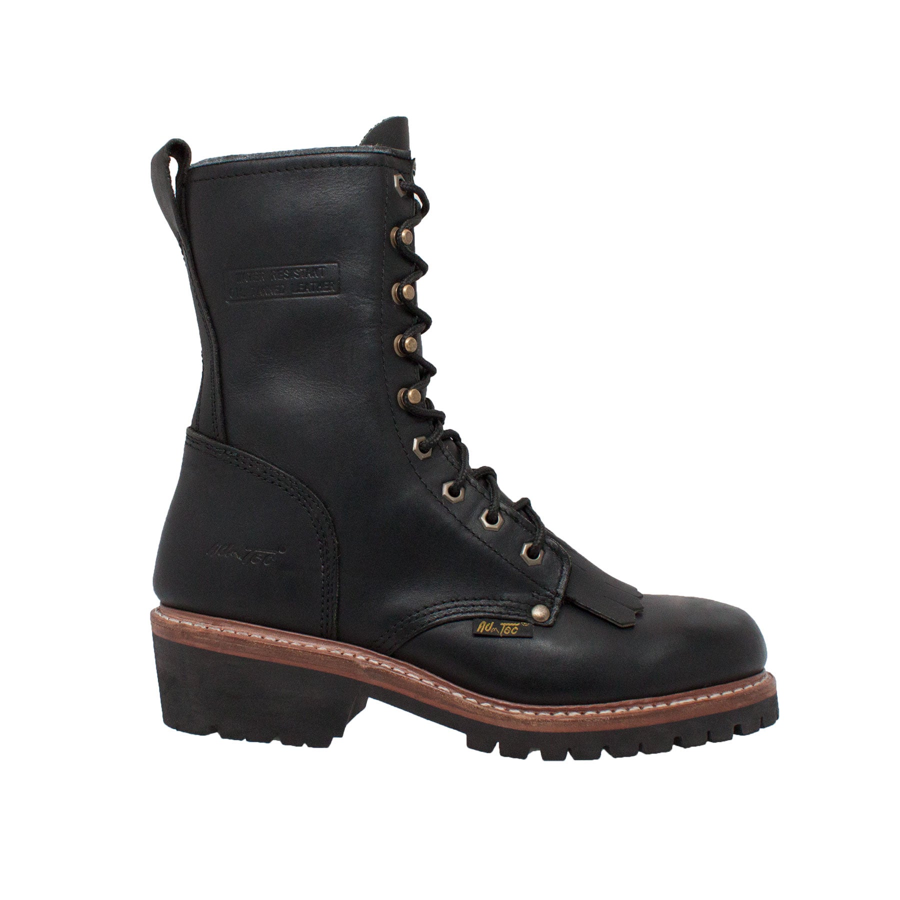 AdTec Mens Black 10in Fireman Logger Kiltie Leather Work Boots – The ...