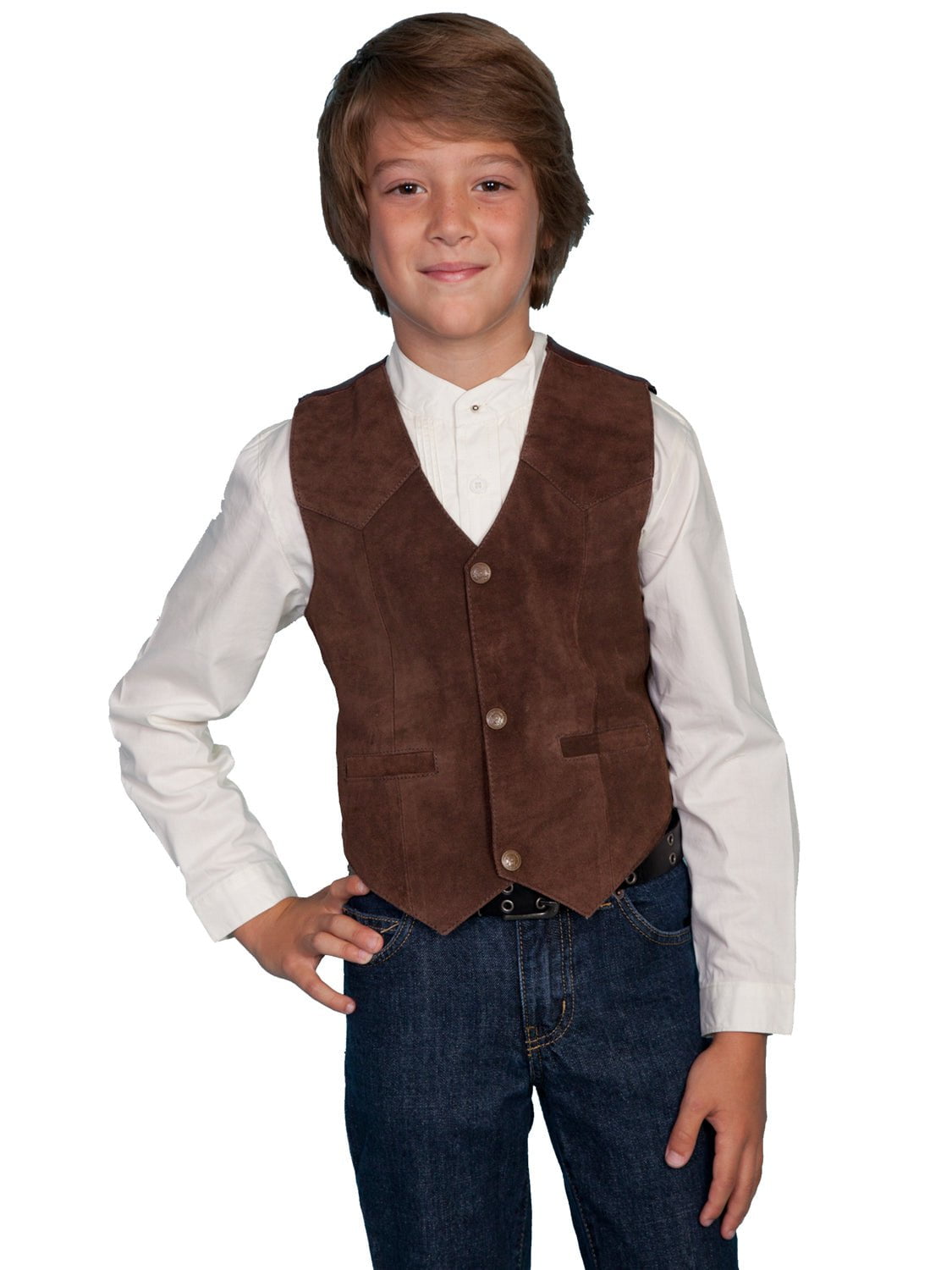 Justitie Vel vertaling Scully Leather Kids Boys Expresso Boar Suede Western Vest – The Western  Company