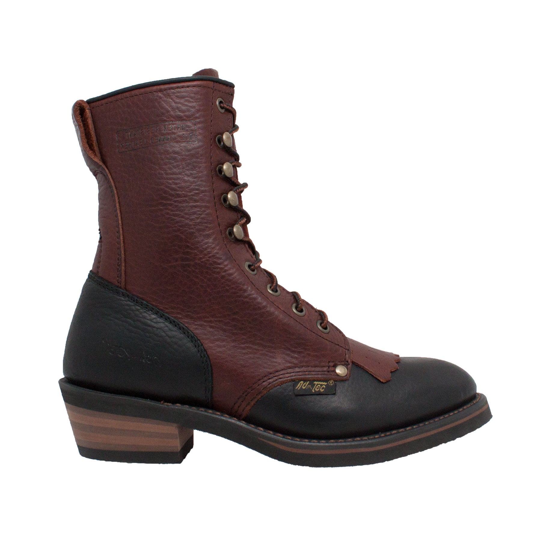 AdTec Womens Black/Dark Cherry 8in Packer Soft Toe Leather Work Boots ...