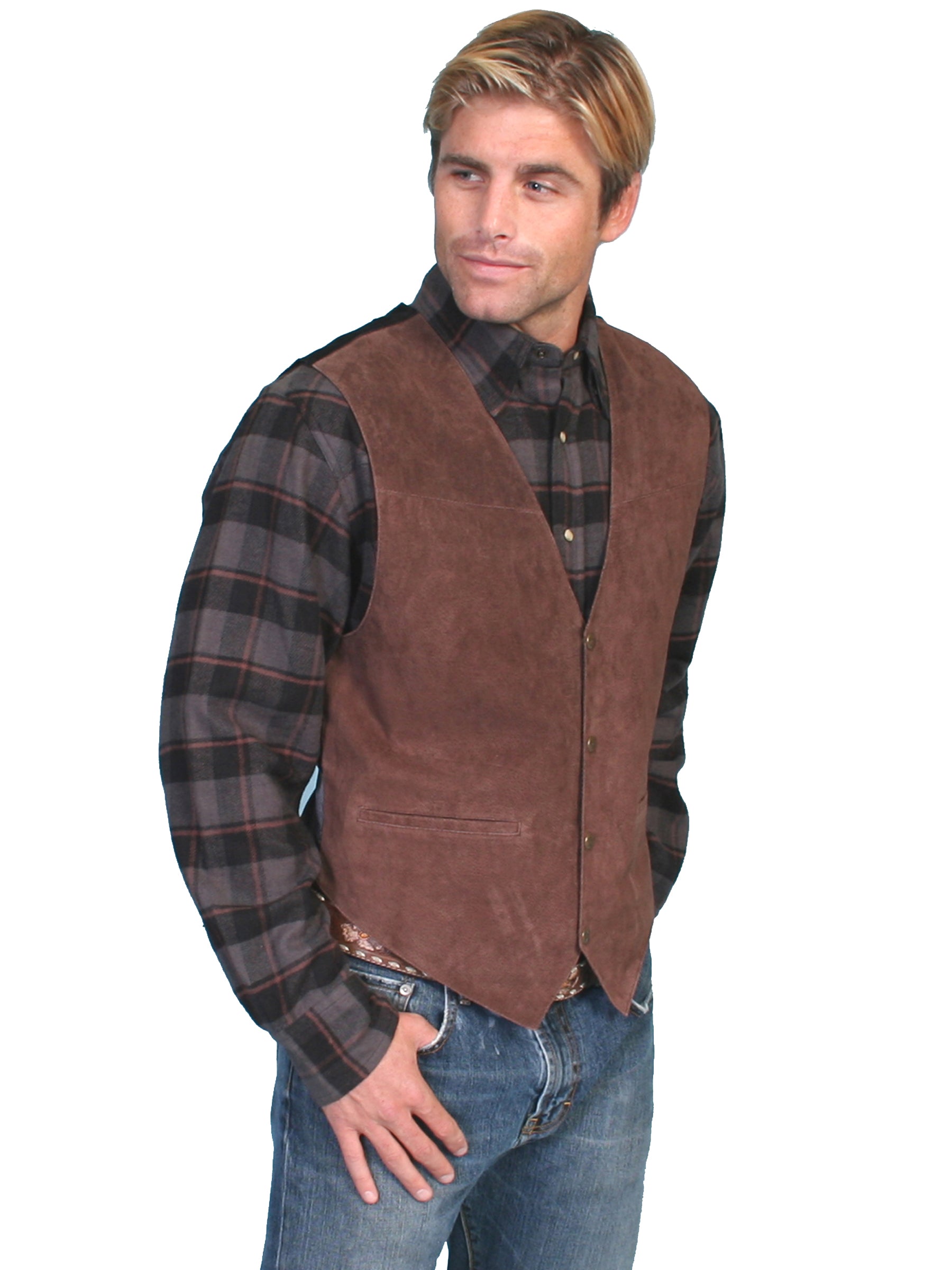 Scully Leather Mens Western Boar Snap Vest Expresso – The Western Company