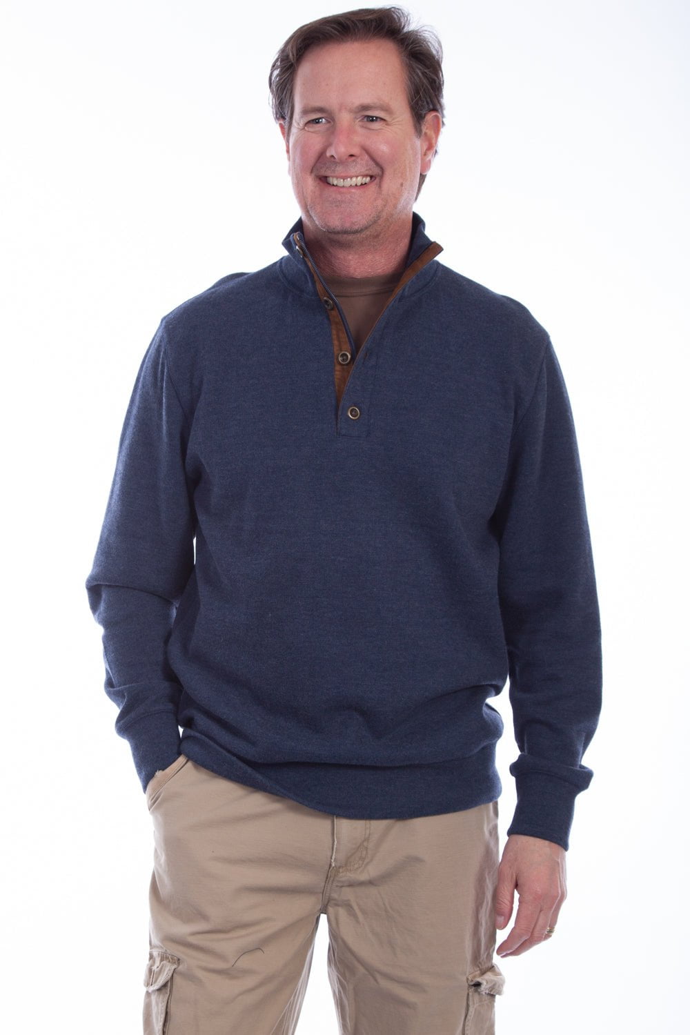 zwaarlijvigheid verdediging vreugde Scully Mens Navy Cotton Blend Elbow Patch Pullover Sweater – The Western  Company