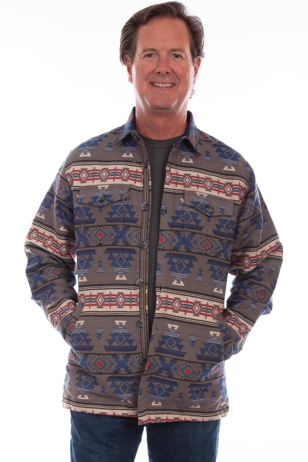 Scully Mens Red/Blue 100% Cotton Southwest Jacket – The Western Company