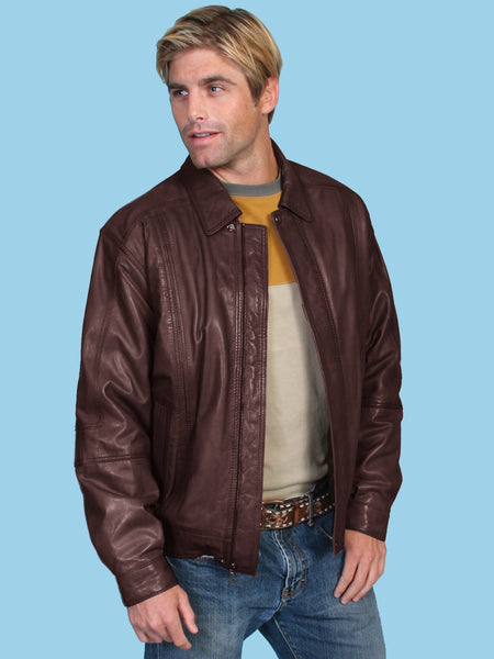 Scully Leather Mens Premium Lambskin Zip Front Jacket Chocolate – The ...