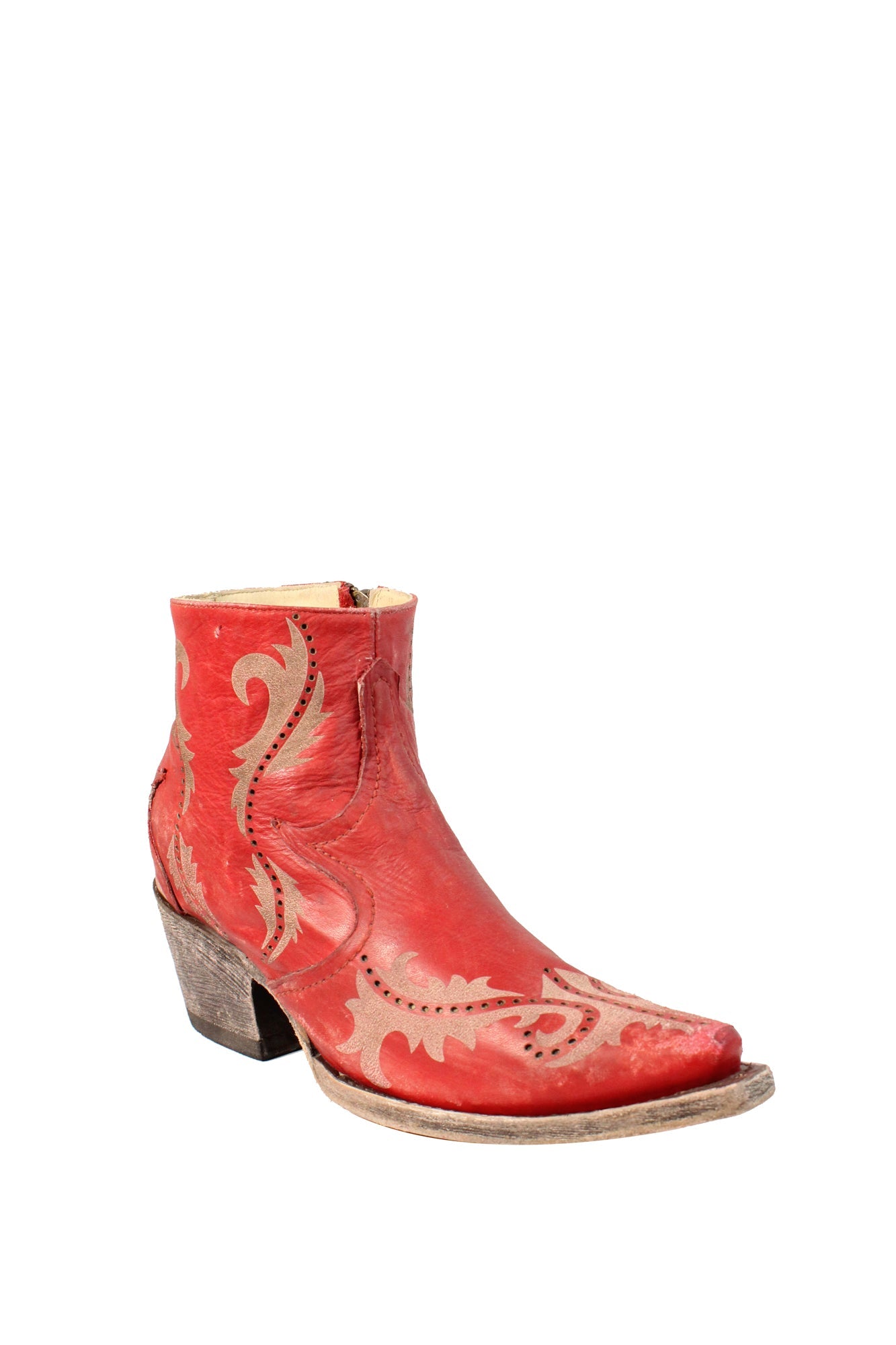 ladies red leather ankle boots